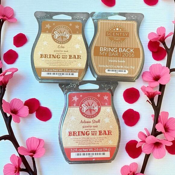 Scentsy Wax Bars Vanilla Suede Retired Echo Autumn Stroll Relax 3.2 oz Lot of 3 - Picture 1 of 8